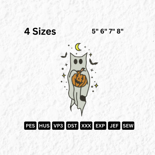 Cat Ghost with Pumpkin