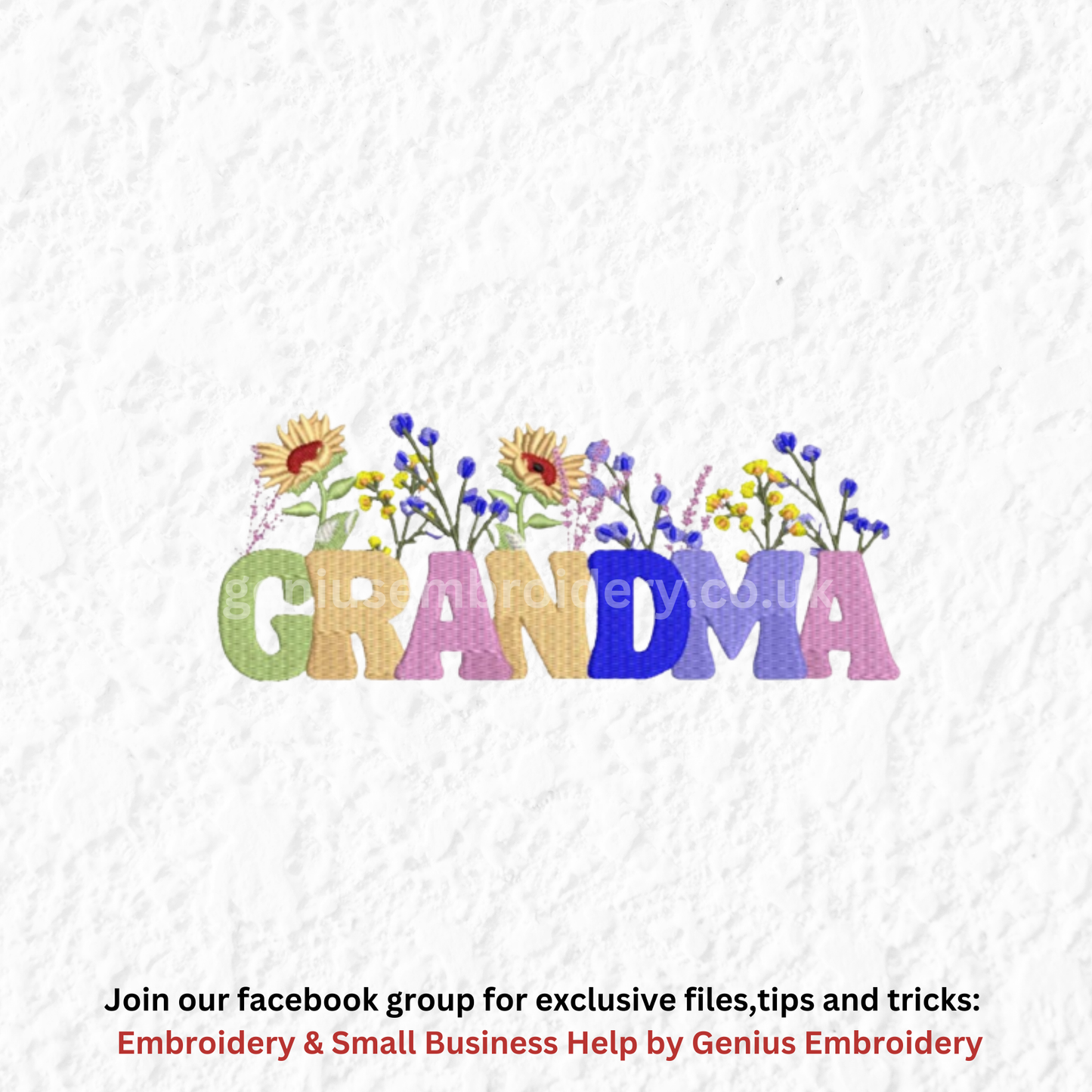 Grandma Text  with Flowers