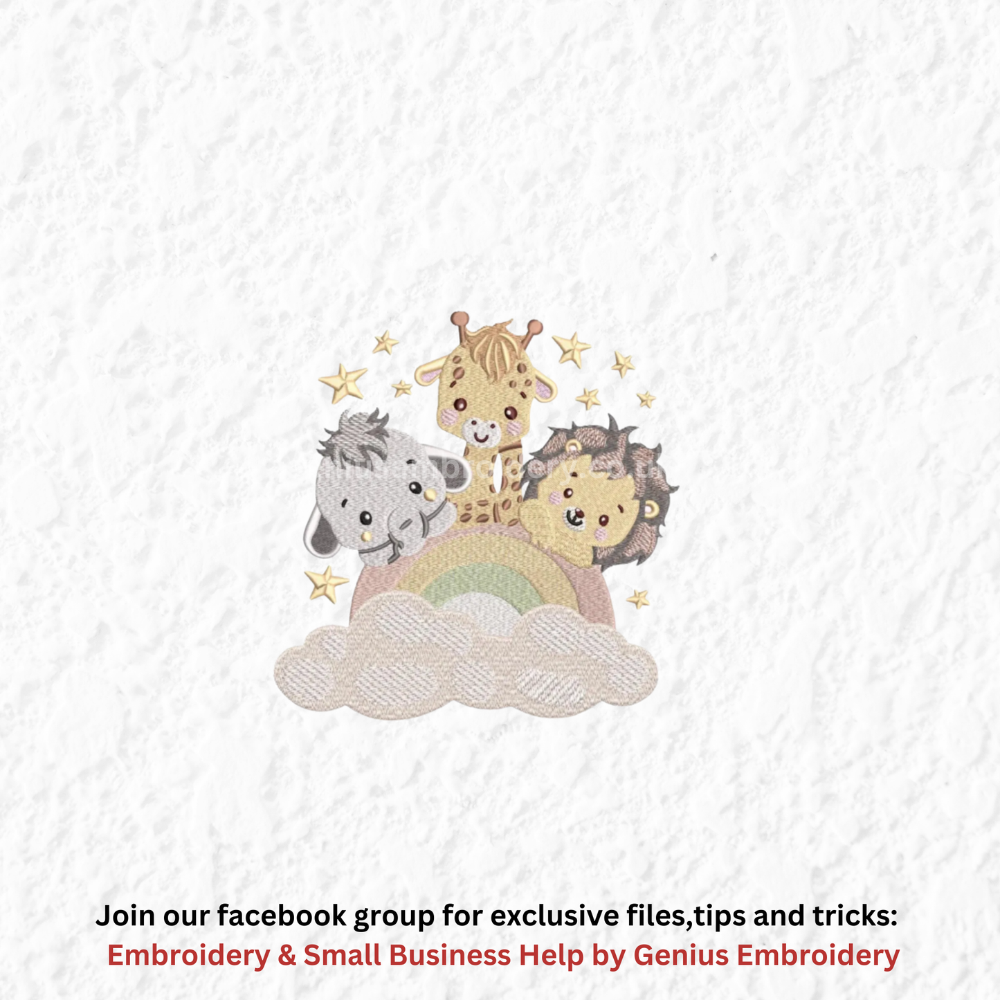 Baby Safari Animals Rainbow Cloud Stars