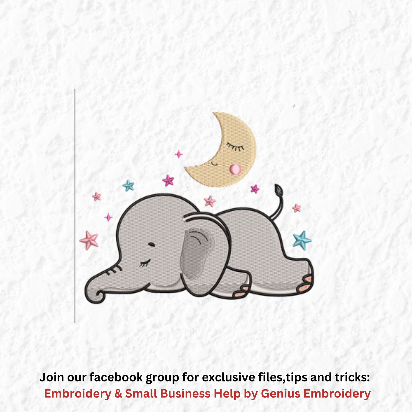 Baby Elephant with Stars and Moon