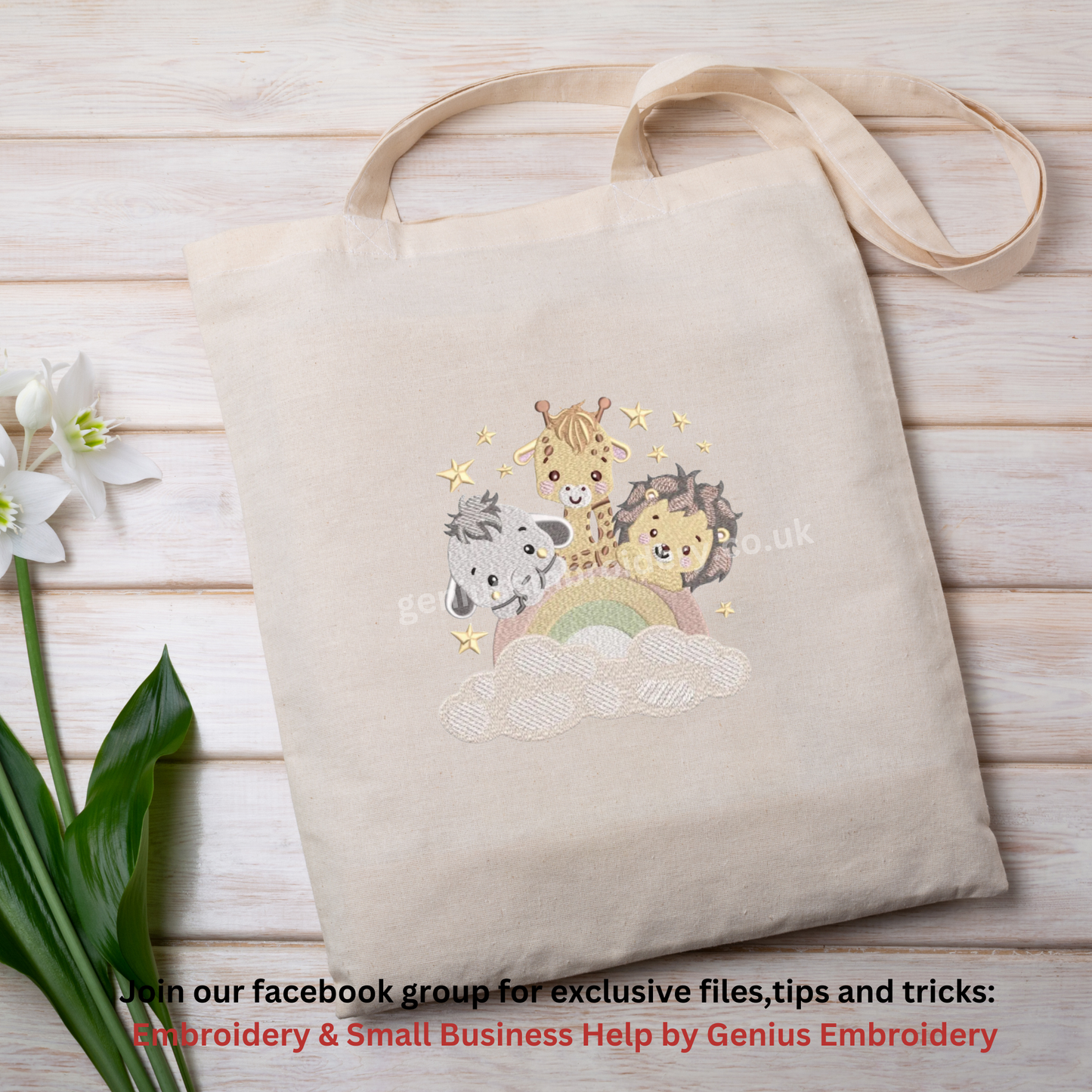 Baby Safari Animals Rainbow Cloud Stars