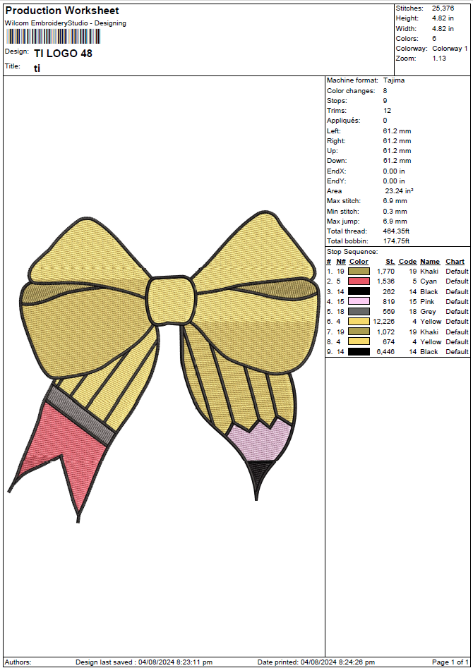 Pencil Ribbon Bow